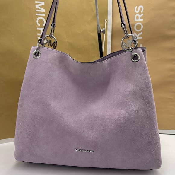 Michael Kors Handbags - MICHAEL KORS Christina Lg Suede Triple Gasset Shoulder Tote Bg
Light Quartz 
NWT